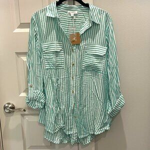 Blu Pepper Stripe Button Up Shirt